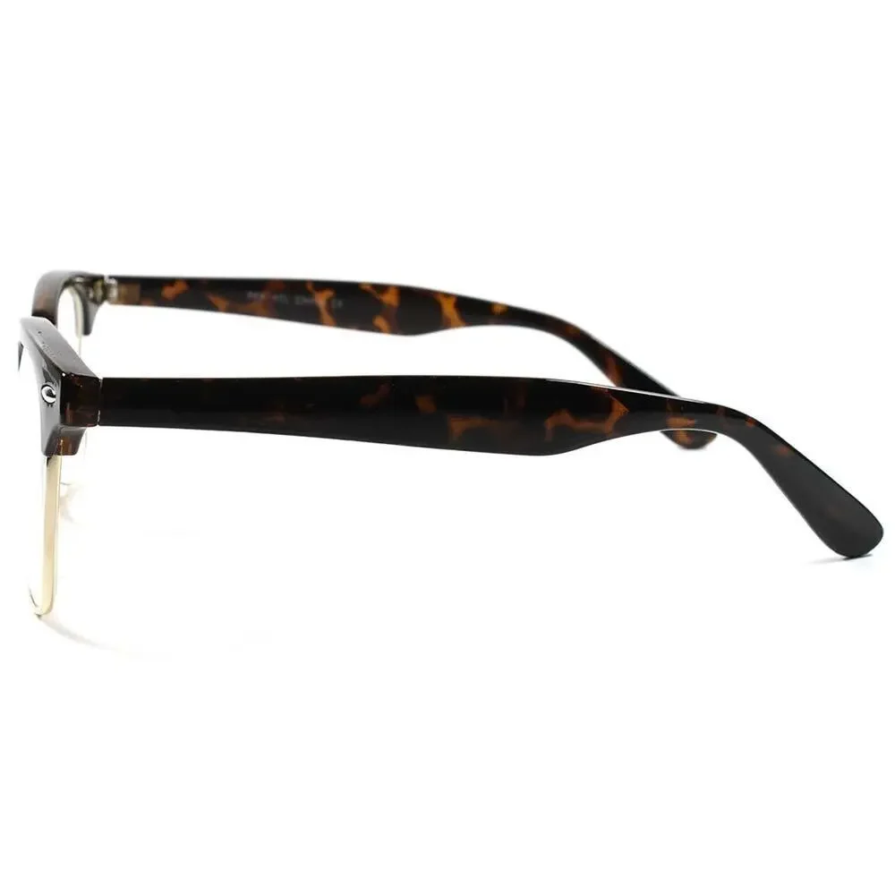 Tortoise Horn-Rim Clear Lens Glasses Retro Unisex Eyewear